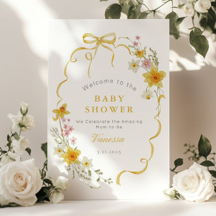 Wildblumen-Bogenrahmen gelb Baby Shower Willkommen Poster