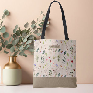 Wildblumen Boheme Eleganz Beige Süße Einkaufstasch