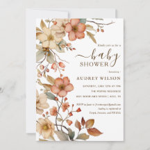 Wildblumen Boho Aquarell-Baby Shower-Einladung