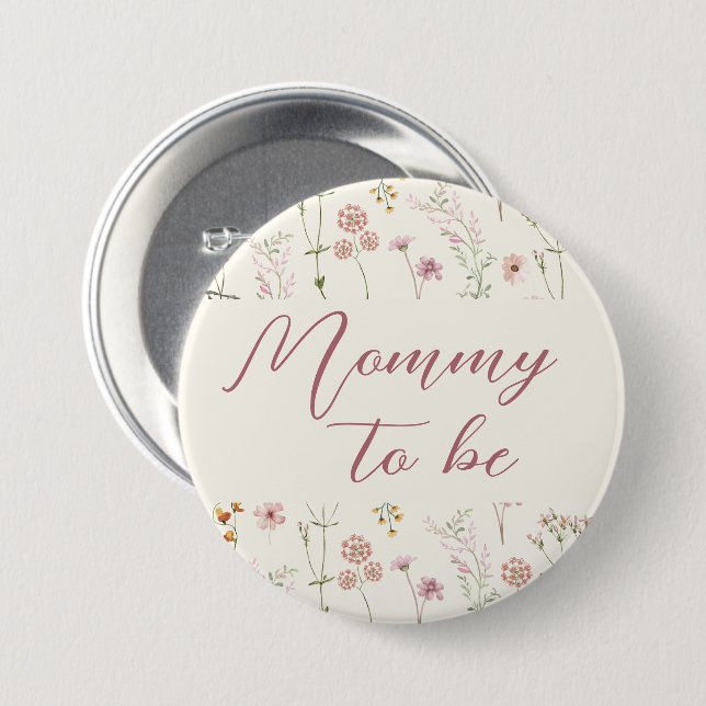 Wildblumen-Boho-Baby-Party Button (Vorne & Hinten)