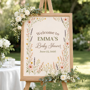 Wildblumen-Boho-Baby-Shower-Willkommensschild Poster