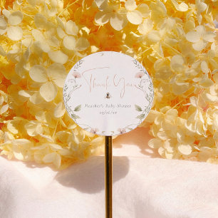 Wildblumen Boho Biene Mädchen Baby Shower Danke sc Runder Aufkleber