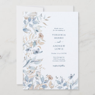 Wildblumen Boho Blaue Hochzeit Einladung