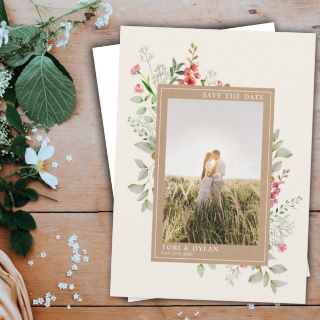 Wildblumen Boho Botanische Hochzeit Foto Rette The Save The Date (Von Creator hochgeladen)