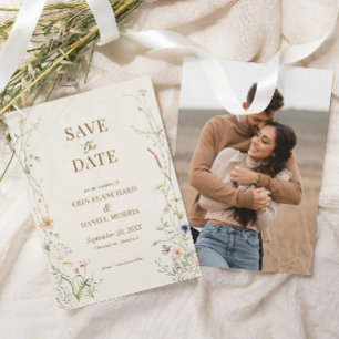 Wildblumen Boho Botanisches Foto Save The Date