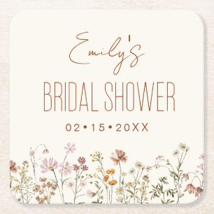 Wildblumen Boho Brautparty In Bloom Garden Rechteckiger Pappuntersetzer