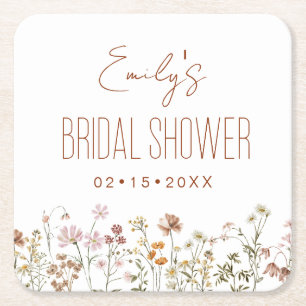 Wildblumen Boho Brautparty In Bloom Garten Rechteckiger Pappuntersetzer
