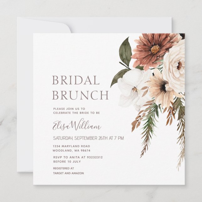 Wildblumen Boho Bridal Brunch Einladung (Vorderseite)
