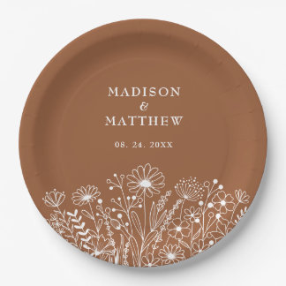Wildblumen Boho Burnt Orange Wedding Pappteller