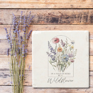 Wildblumen Boho Farbige Inspirierende Zitate Steinuntersetzer