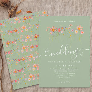 Wildblumen Boho Floral Herbst Salbei Grün Einladung