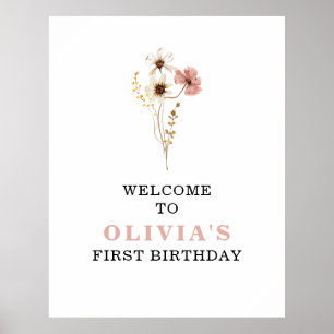 Wildblumen Boho-Garten Blumen zum ersten Geburtsta Poster