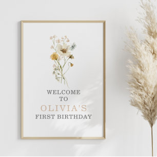 Wildblumen Boho-Garten Blumen zum ersten Geburtsta Poster