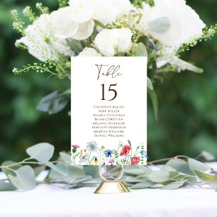 Wildblumen-Boho-Garten-Tischnummer-Sitzplan Tischnummer