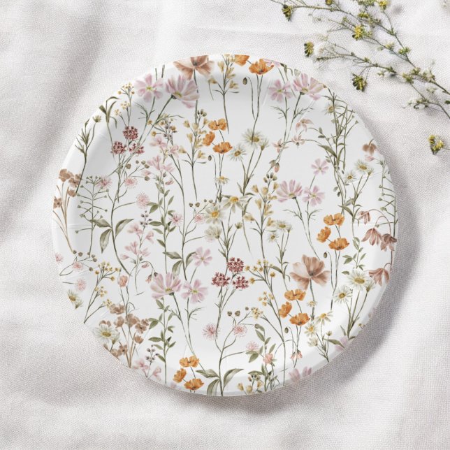 Wildblumen-Boho-Hochzeit im blühenden Garten Pappteller (Von Creator hochgeladen)