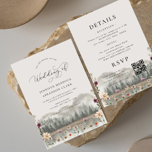 Wildblumen Boho Hochzeit im Herbst Einladung