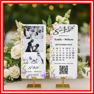 Wildblumen Boho   Hochzeit QR Save The Date