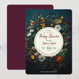 Wildblumen Boho-Kranz Baby Shower Einladung