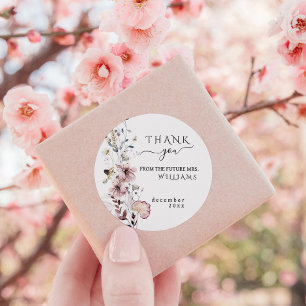 Wildblumen Boho minimalist moderne Bridal Shower Runder Aufkleber