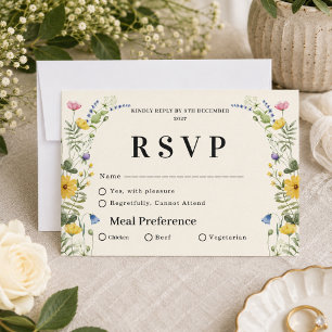 Wildblumen Boho Moderne Elegante Hochzeitsfloristi RSVP Karte
