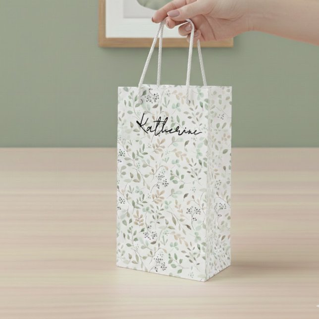 Wildblumen-Boho-Name-Monogramm Geschenktüte Für Weinflaschen (Von Creator hochgeladen)