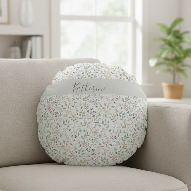 Wildblumen Boho Personalisiert Rundes Kissen (Von Creator hochgeladen)