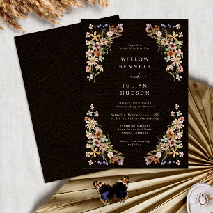 Wildblumen Boho Schwarze Hochzeit Einladung