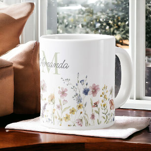 Wildblumen Boho Stilvoll mit Monogram Jumbo-Tasse