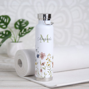 Wildblumen Boho Stilvoll mit Monogram Trinkflasche