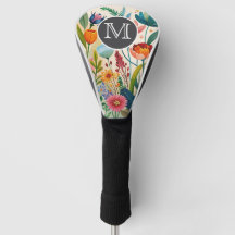 Wildblumen-Boho-Wasserfarben-Golfkopfabdeckung
