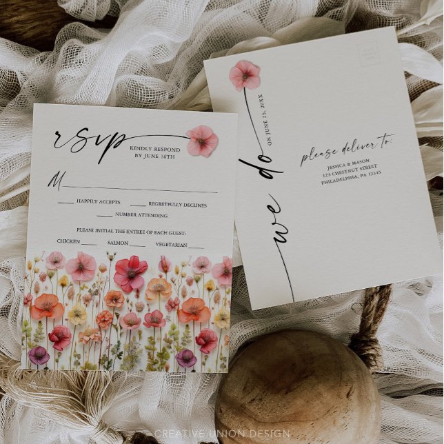 Wildblumen Boho Wedding RSVP Postcard Karte (Wildflower RSVP)