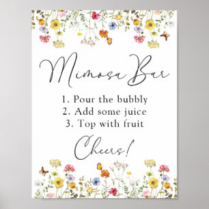 Wildblumen-Botanical-Mimosa-Brunch-Bar-Schild Poster