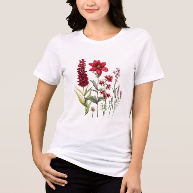 Wildblumen-Botanik-Grafik  Tri-Blend Shirt (Vorderseite)