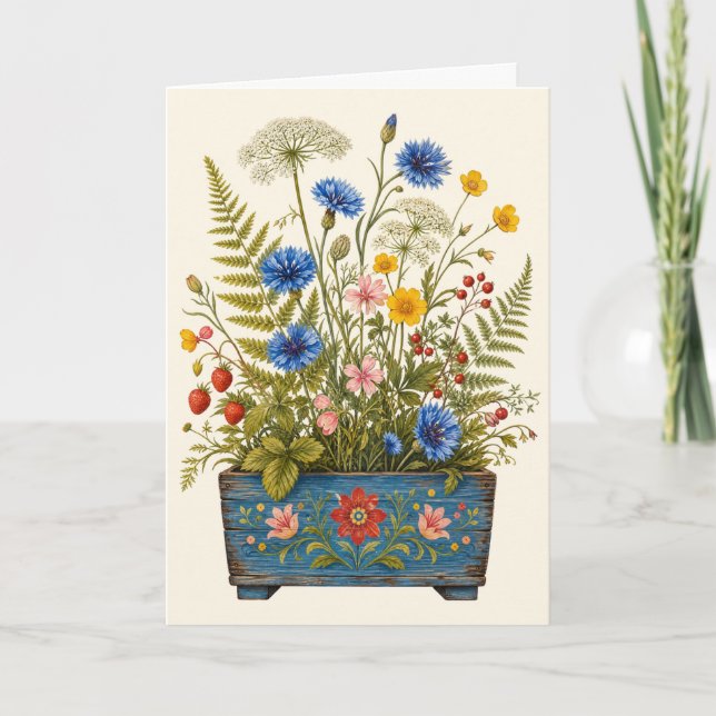 Wildblumen-Botanik-Gruß-Cottage-Garten Karte (Vorderseite)