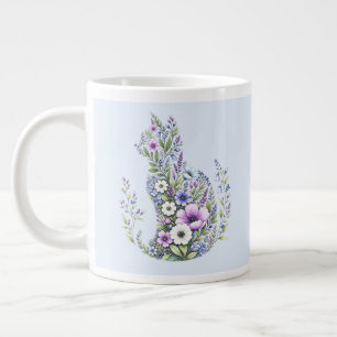 Wildblumen-Botanik-Katzen-Silhouette Jumbo-Tasse
