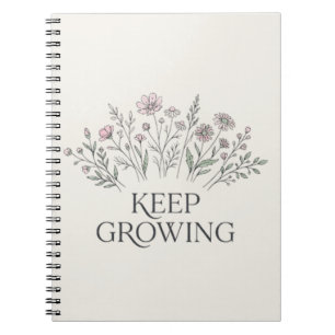 Wildblumen Botanik Notizbuch 'Weiter Wachsen' Notizblock