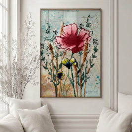 Wildblumen-Botanik-Wandkunst-Druck Poster