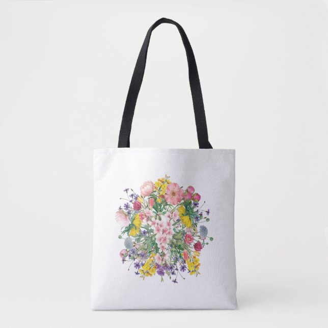 Wildblumen Botanische Farbenblüte Tasche (Vorderseite)