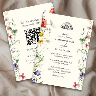 Wildblumen botanische florale islamische Nikah Einladung