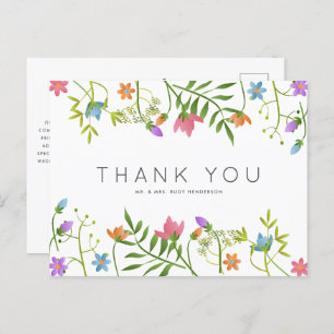 Wildblumen Botanische Hochzeit Vielen Dank Postkarte