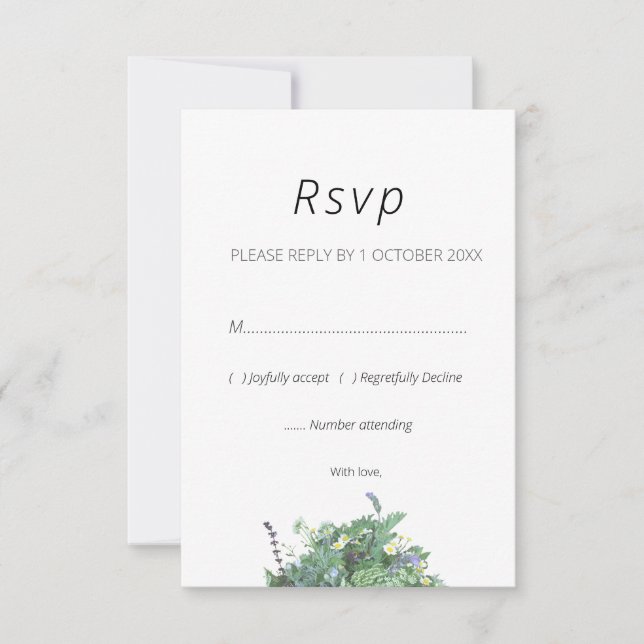 Wildblumen-Botanische-Hochzeits-RSVP-Karte RSVP Karte (Vorderseite)