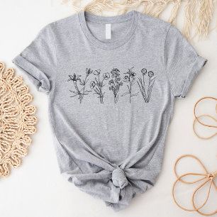 Wildblumen Botanischer Boho Blumen Garten Schwarz T-Shirt