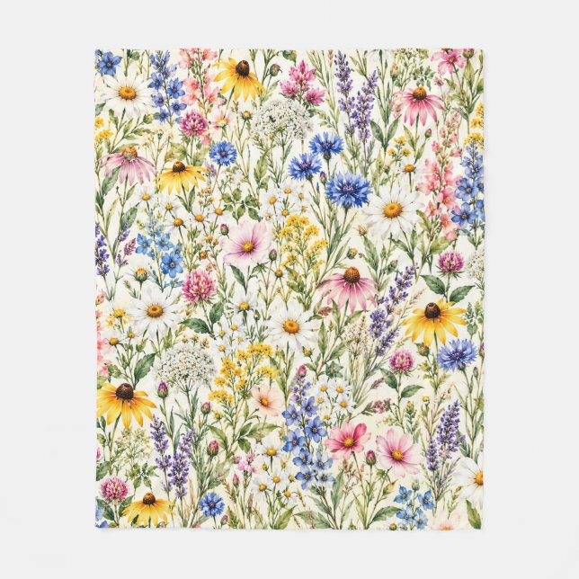 Wildblumen-Botanischer Garten Fleecedecke (Vorderseite)