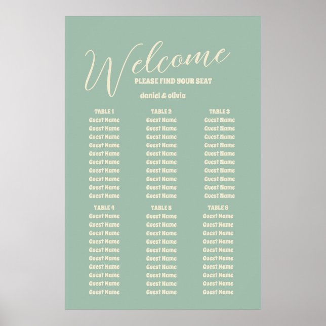 Wildblumen Botanischer Garten Weddin Seating Chart Poster (Vorne)
