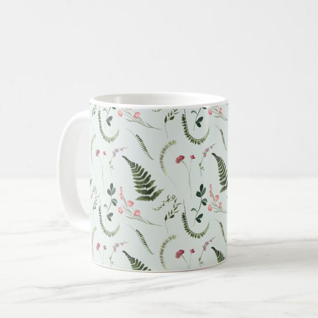 Wildblumen Botanisches Muster Kaffeetasse (Vorderseite Links)