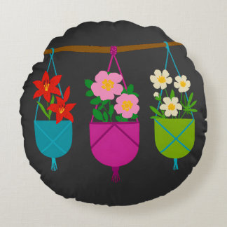 WILDBLUMEN: Botanisches Trio in Hanging Planters Rundes Kissen