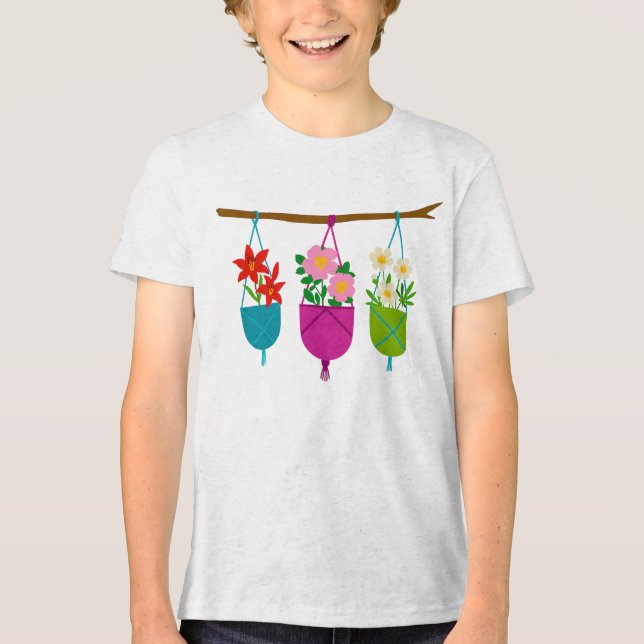 WILDBLUMEN: Botanisches Trio in Hanging Planters Tri-Blend Shirt (Vorderseite)