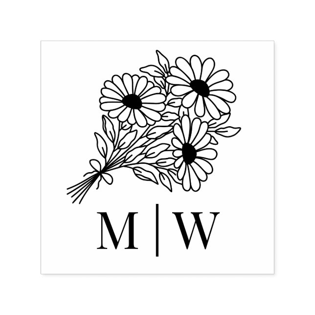Wildblumen Bouquet #2L Wedding Couple Initials Dt Permastempel (Design)