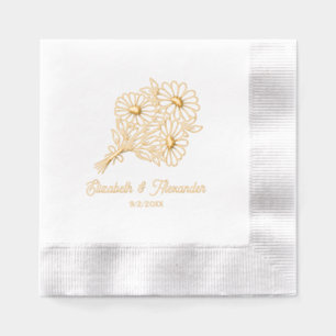 Wildblumen Bouquet #2L Wedding Couple Names Datum Servietten Mit Folie