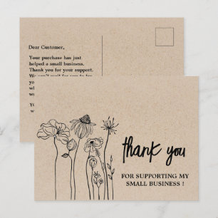 Wildblumen Braunes Kraft Danke Geschäft Postkarte